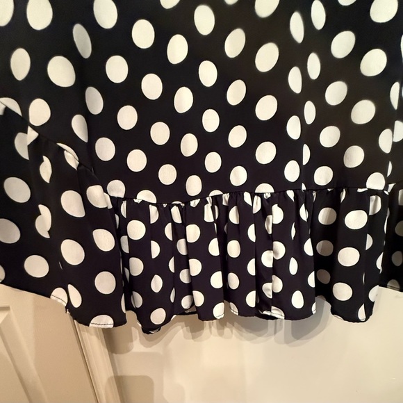 Zara Basic Oversized 3/4 Sleeve Peplum Ruffle Hem Polka Dot blouse size XL - Picture 4 of 6